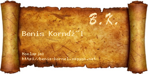 Benis Kornél névjegykártya