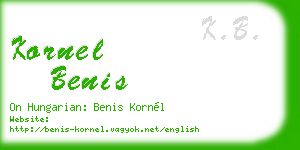 kornel benis business card